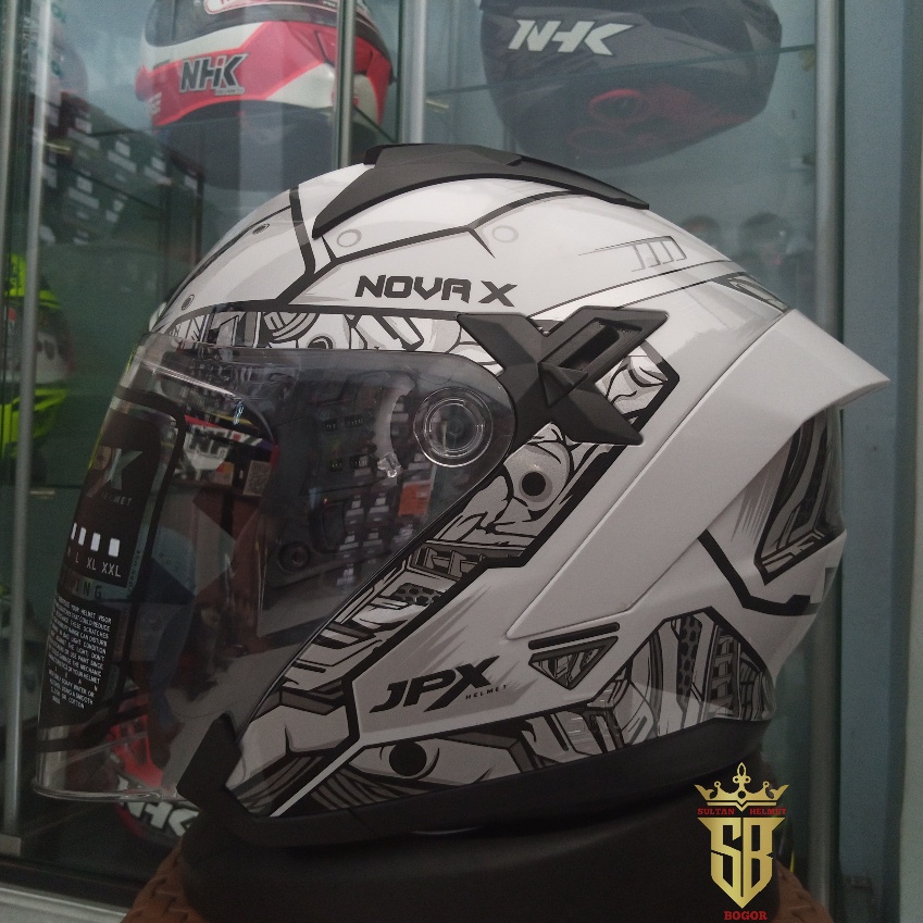 Jual HELM JPX HALF FACE JPX NOVA X MOTIF N2 ULTRABOTS DOUBLE VISOR