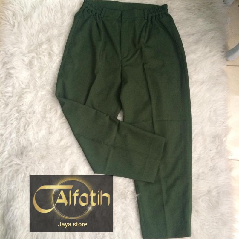 Jual Seragam Sekolah Celana Panjang Karet Hijau Tua/Hijau Army/Hijau