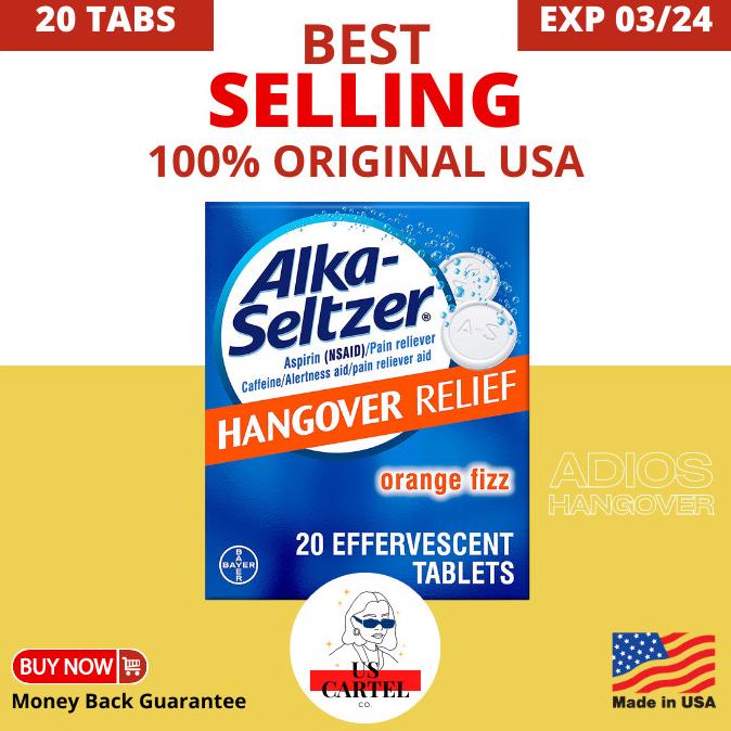 Jual Alka Seltzer Hangover Relief for Headaches, Body Aches 20 Tablets