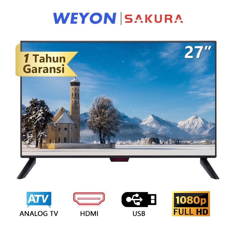 Jual TV LED 27 INCH DIGITAL FULL LAYAR BERGARANSI USB VA VGA PS HDMI