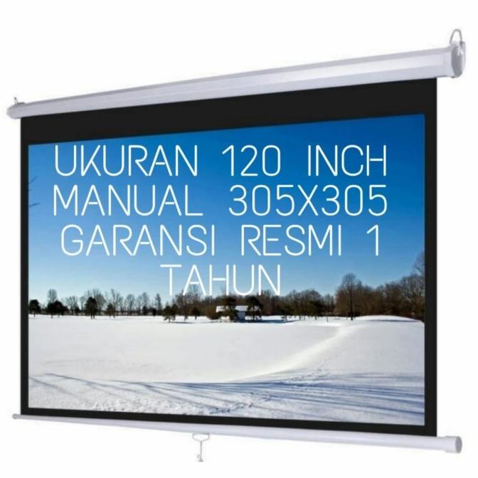 Jual Layar Proyektor Screen Manual 120 Inch 305x305 Garansi Resmi 1