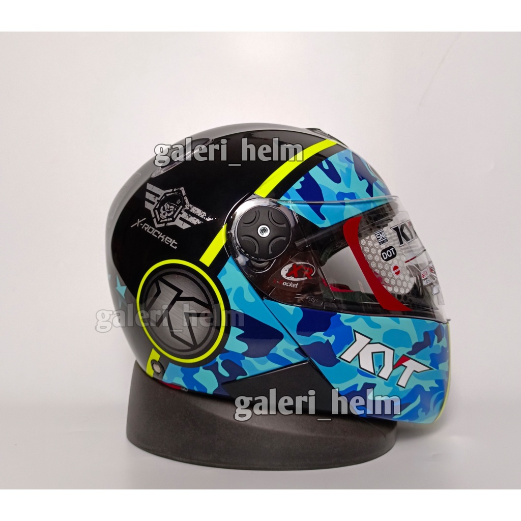 Jual HELM KYT X ROCKET 3 BLACK BLUE YELLOWFULL FACE Shopee Indonesia
