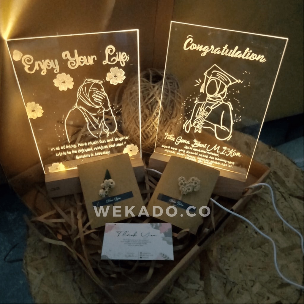 Jual Wekado Akrilik Custom Led Kado Ulang Tahun Kado Pernikahan