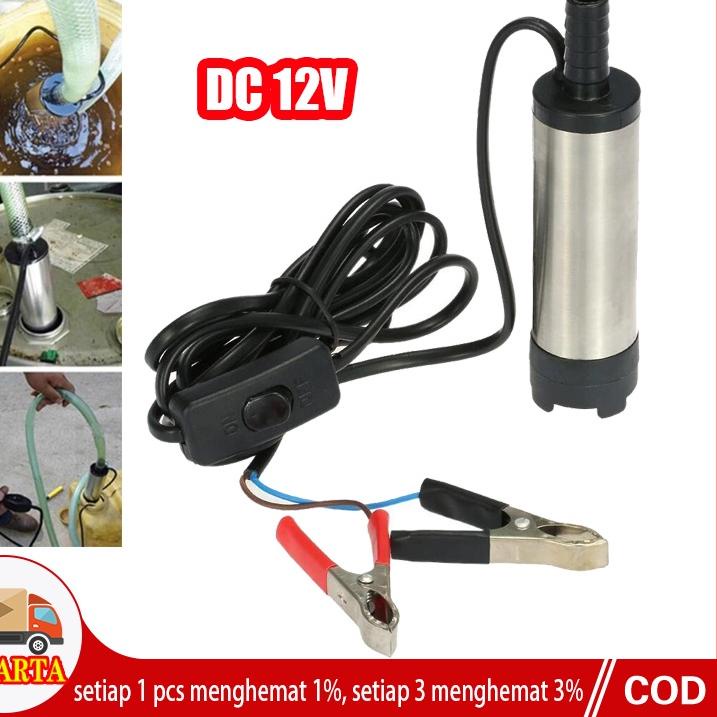 Pompe Submersible 12V 30L/min - Mini Pompe Eau/diesel, Diamètre 51mm, Aluminium, 85W