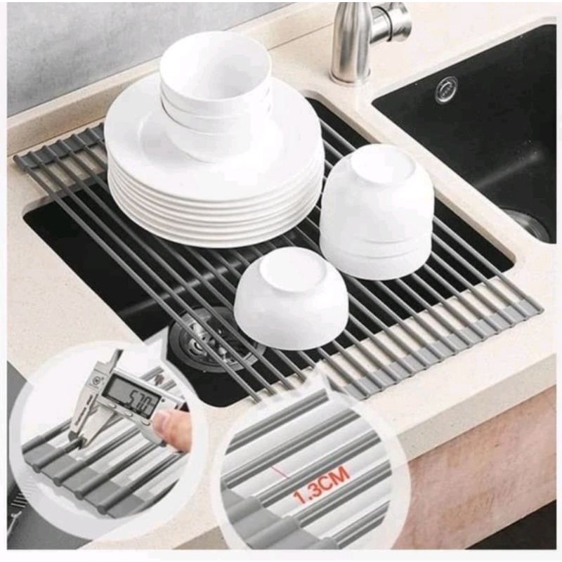 Jual Rak lipat pengering piring buah kitchen sink folding dish drying ...