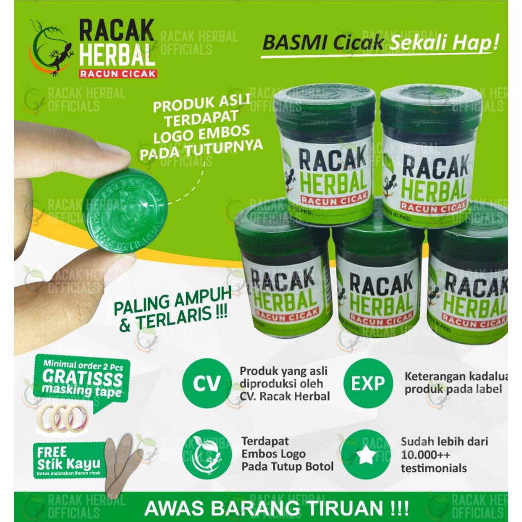 Jual Racak Herbal Racun Cicak Original Free Masking Tape dan Gula ...