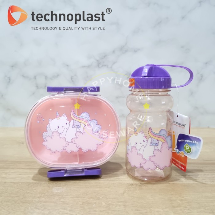 Jual Technoplast Paket Hemat Howdy Cat Kotak Bekal Ml Botol Ml Shopee Indonesia