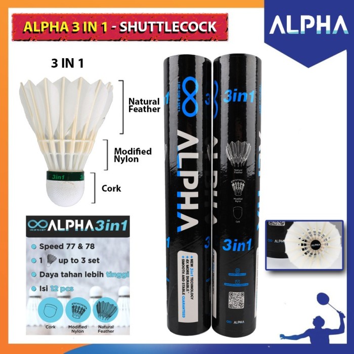 Jual SHUTTLECOCK KOK ALPHA NEW ECO 3 iN1 TECHNOLOGY ALPHA ECO BLACK