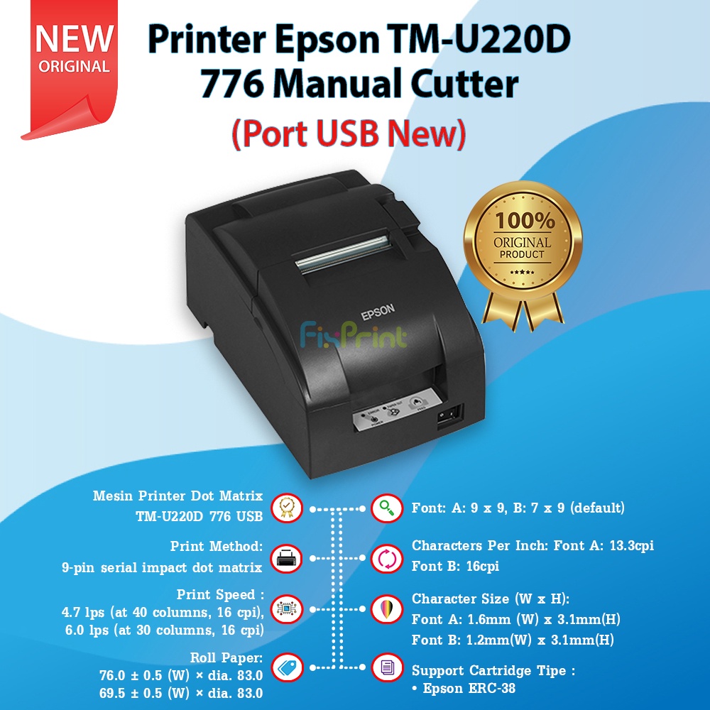 Jual PRINTER EPSON TMU 220 D TM U220 D TMU220D TMU220D NON AUTO CUTTER