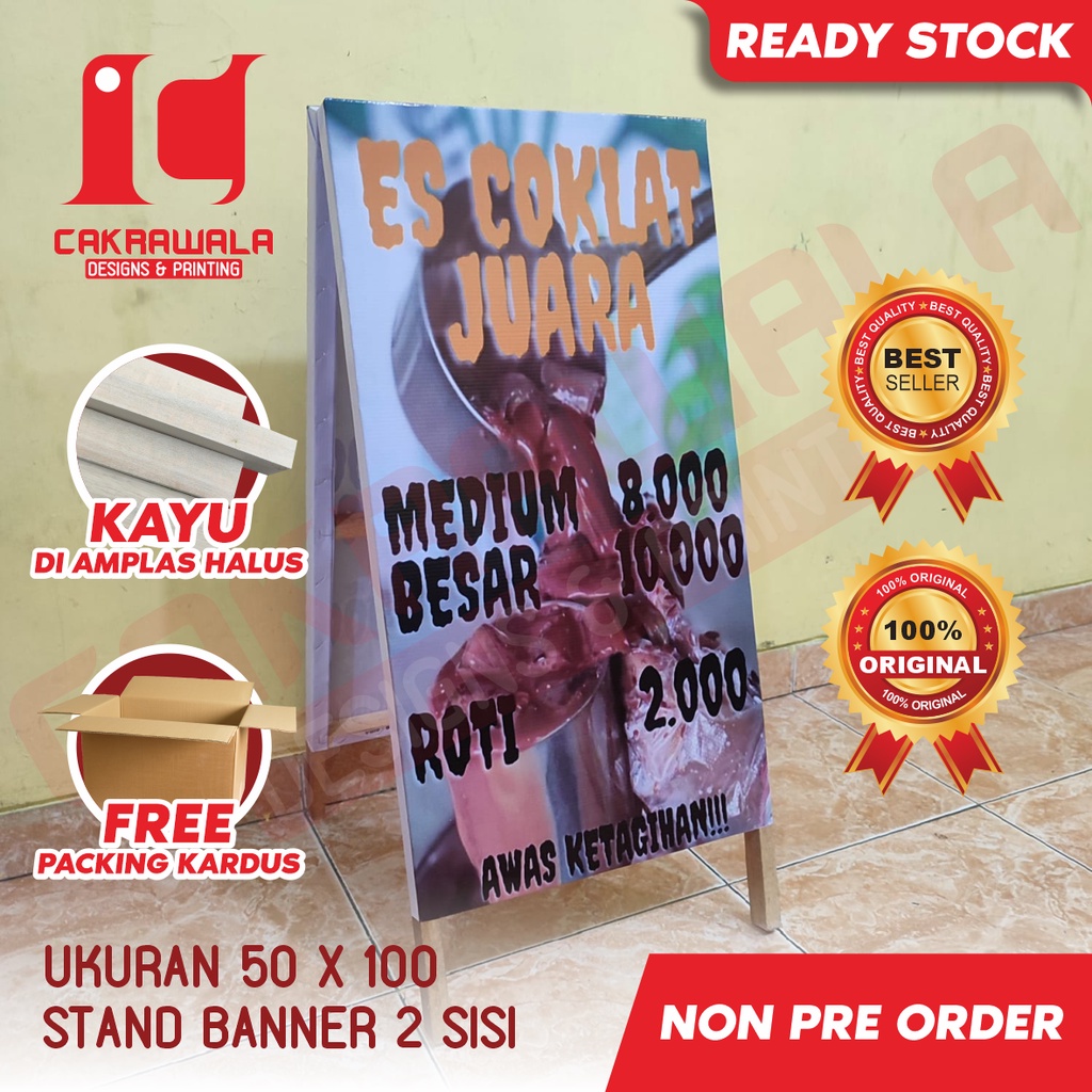 Jual STAND BANNER KAYU UKURAN 50 X 100 - STAND BANNER KAYU PROMOSI ES