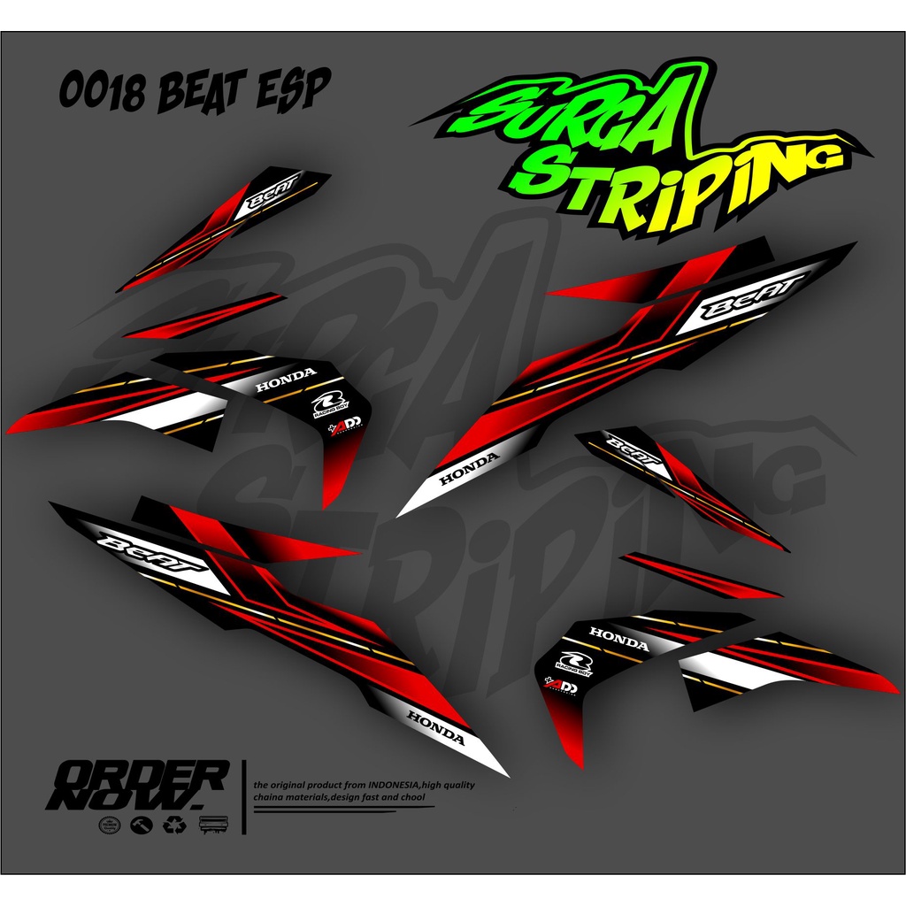 Jual 0018 sticker setiker stiker striping motor beat esp motif garis ...