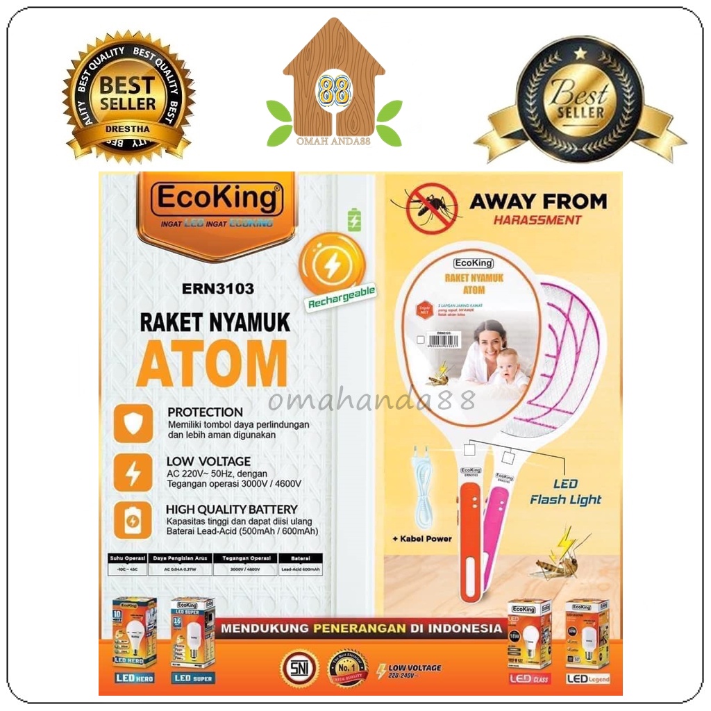 Jual Omahanda88 Raket nyamuk cas ERN3101 dan ERN3102 plus senter led ...