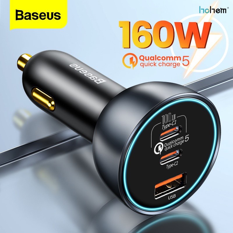 Jual Baseus Car Charger 160W 2 Type C 1 USB Port Output Quick
