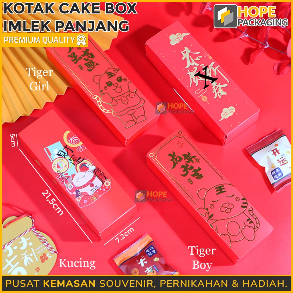 Jual Kotak Cake Box Panjang Edisi Imlek Size : 21.5 x 7.2 x 5 cm ...