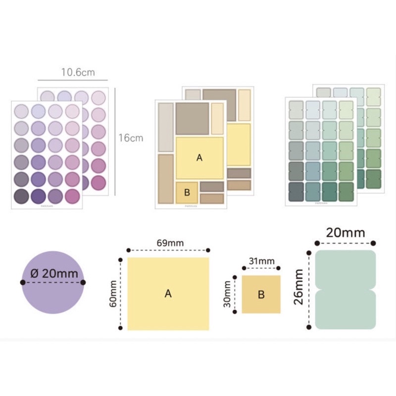 Jual STICKER GEOMETRY (4 PCS) I STIKER KOTAK DOT AESTHETIC DIY BUJO ...