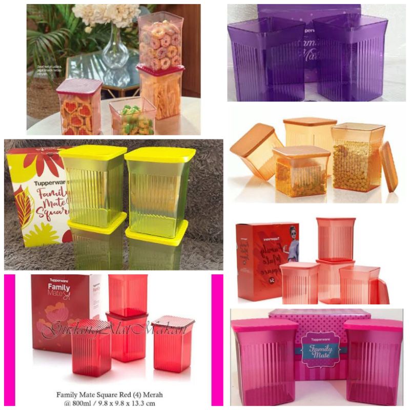 Jual family mate square 800 ml Tupperware toples kotak kristal | Shopee ...