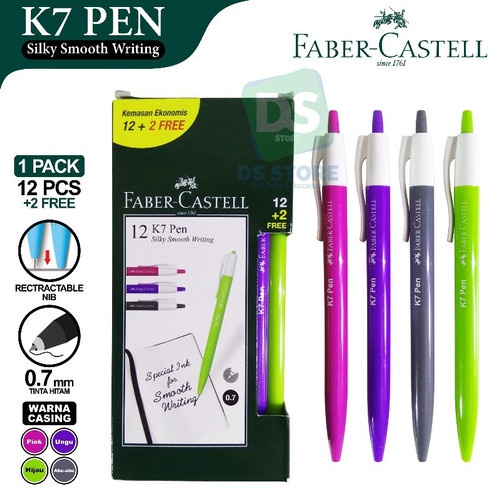 Jual Faber Castell Pulpen Ballpoint K7 Pen 0.7mm Black Inkbox - Pcs ...