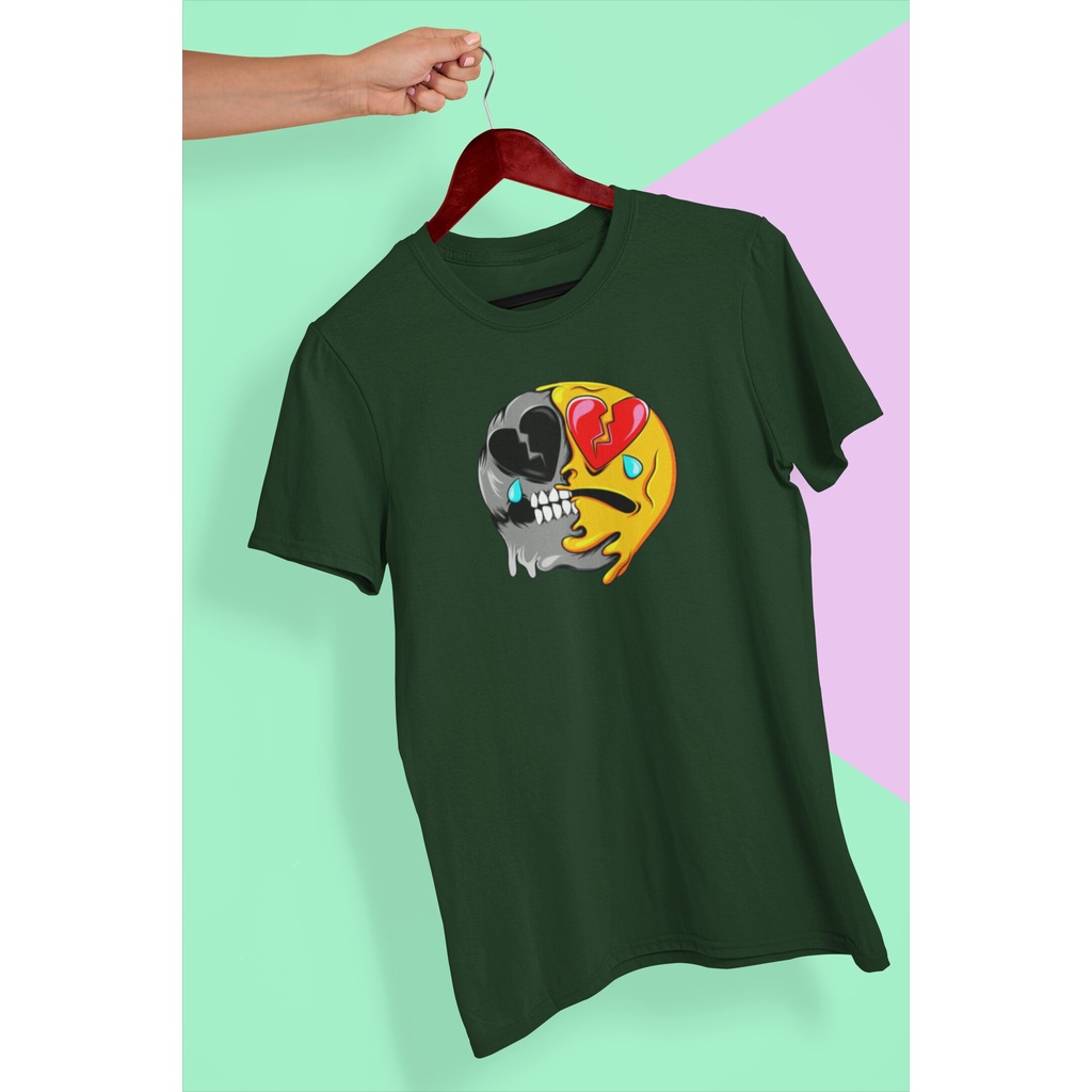 Jual BAJU KAOS EMOTICON PATAH HATI UNISEX KAOS KATUN ADEM LEMBUT ...
