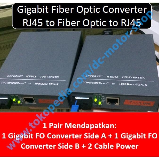 Jual 1 pair gigabit fiber optic converter - FO Converter rj45 single ...