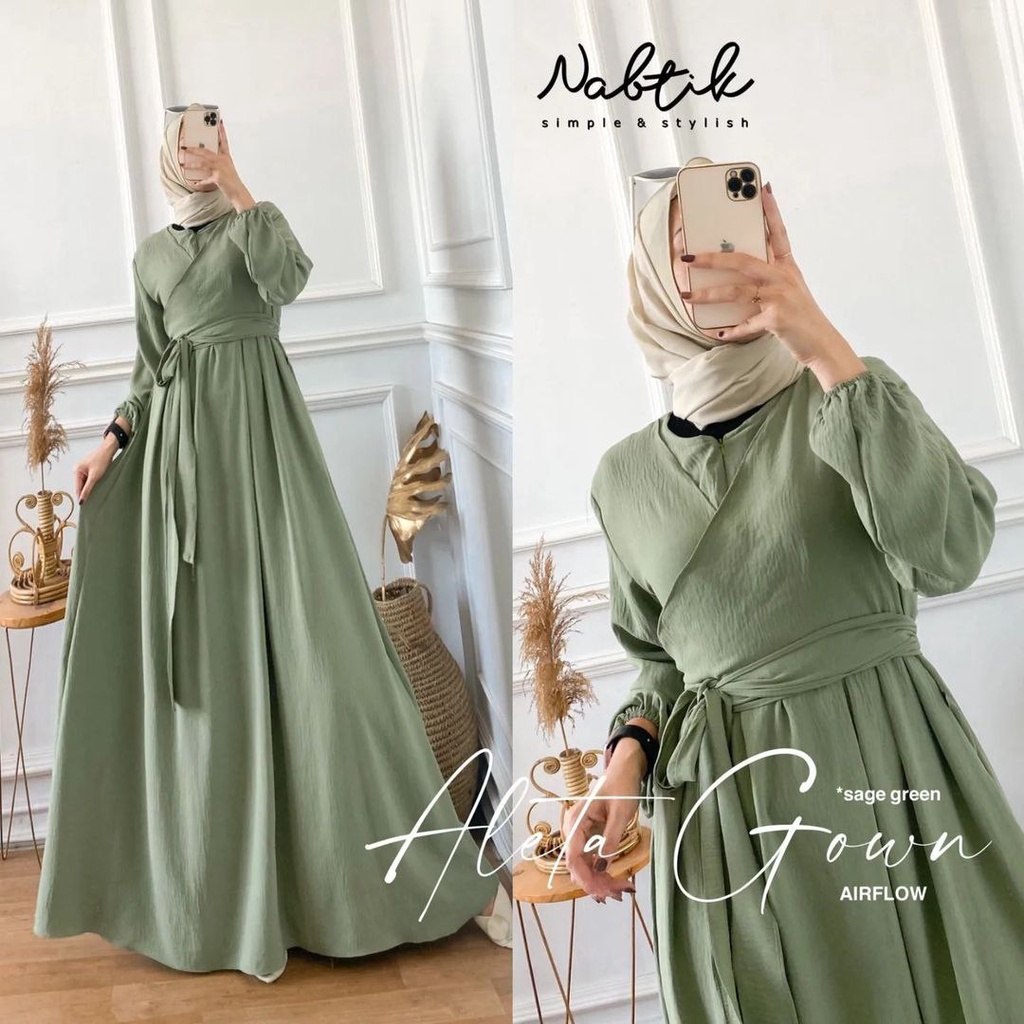 Jual Gamis Polos Mewah Terbaru Crinkle Aleta Gown Shopee Indonesia