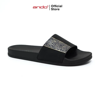 Ando Official Sandal Selop Slip On Pandu Pria Dewasa - Hitam/Emas