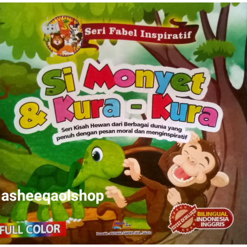 Jual Buku Dongeng Cerita Anak Si Monyet & Kura-Kura 2 bahasa | Shopee