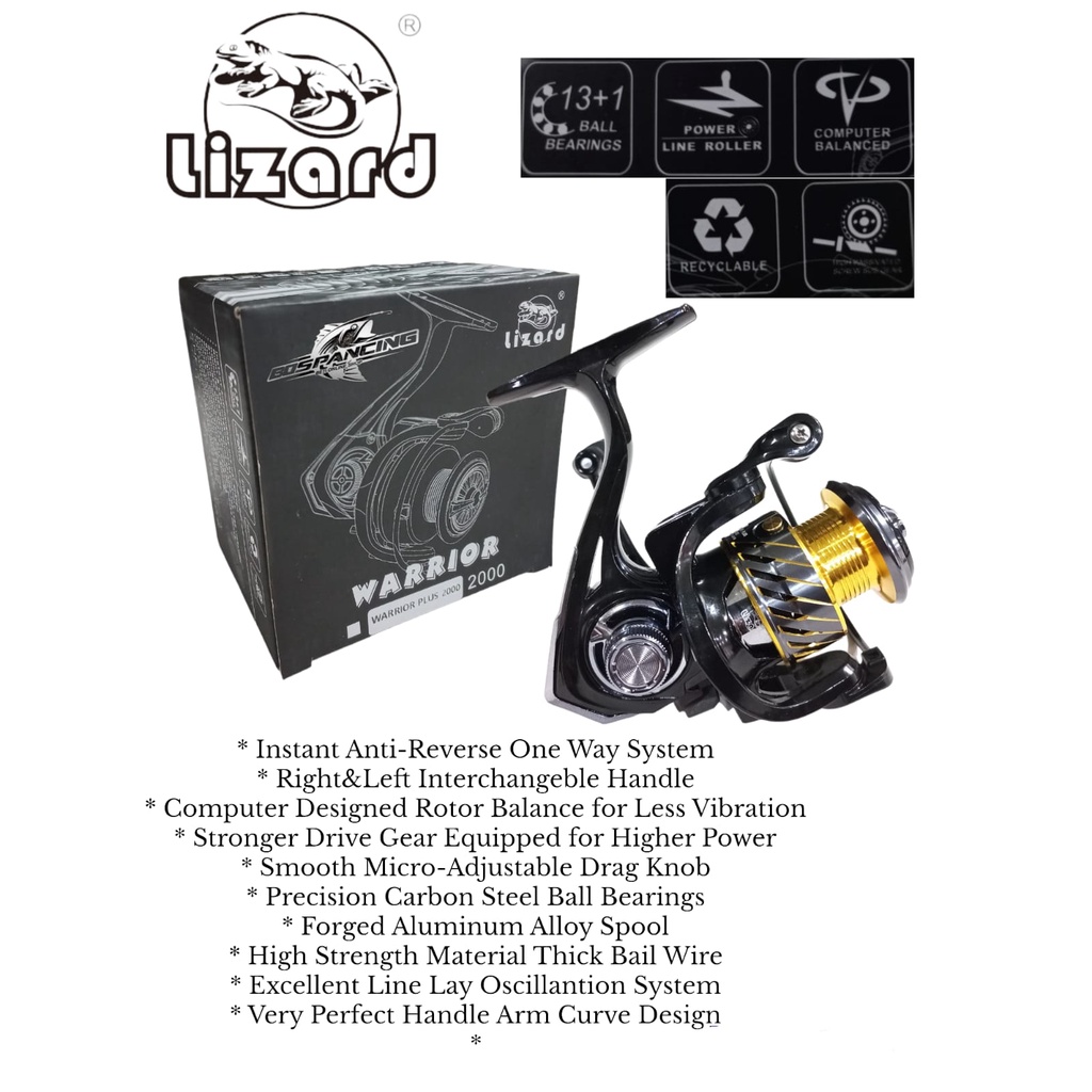 Jual REEL LIZARD WARRIOR PLUS 1000-6000 POWER HANDLE | Shopee Indonesia