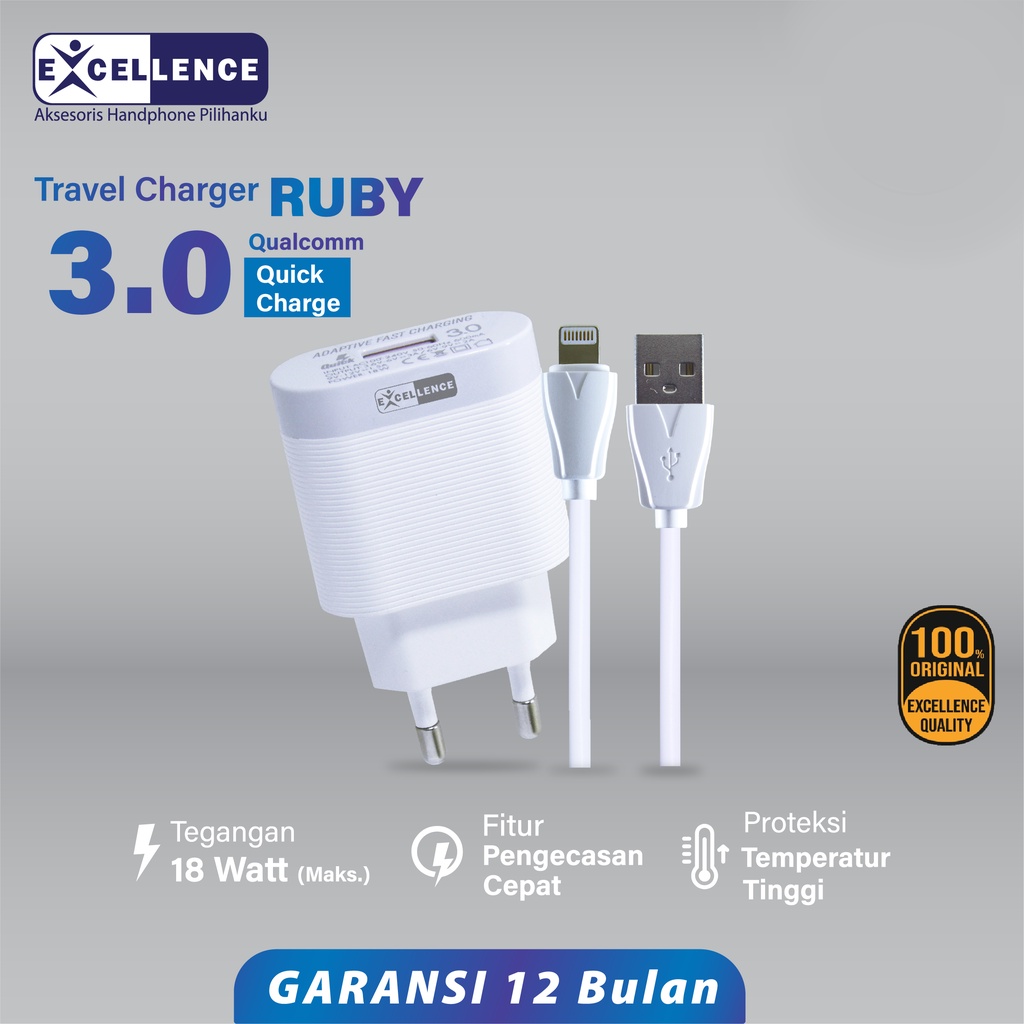 Jual EXCELLENCE Travel Charger Ruby Quick Charge Micro USB Original ...