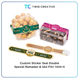 Jual Cetak Sticker Double Seal Label Toples Kue Lebaran Stiker Usaha Puasa Packaging Box Kemasan