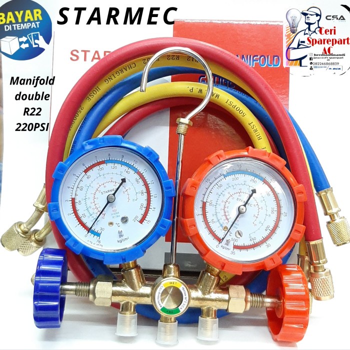 Jual teasting manifold double AC R22 R134 R404 R12 charging valve ...