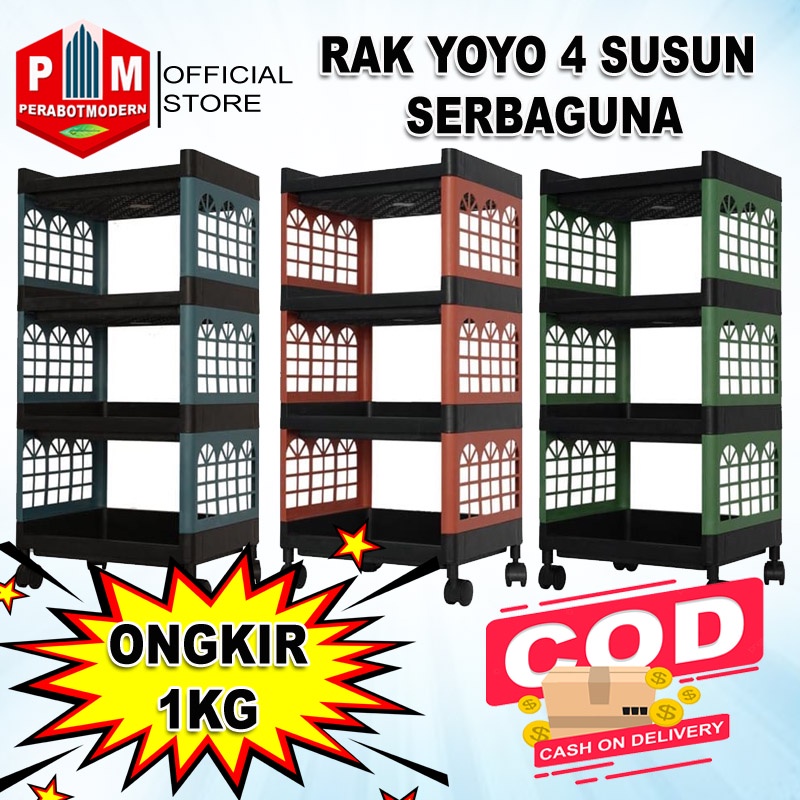 Jual Rak Yoyo Rak Penyimpanan 4 Tingkat Multifungsi dengan Roda / Rak ...
