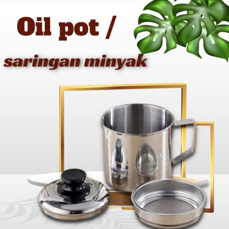 Jual Oil Pot Penyaring Minyak Wadah Saringan Minyak Sisa Stainless Steel 1200ml 12l Shopee 7057