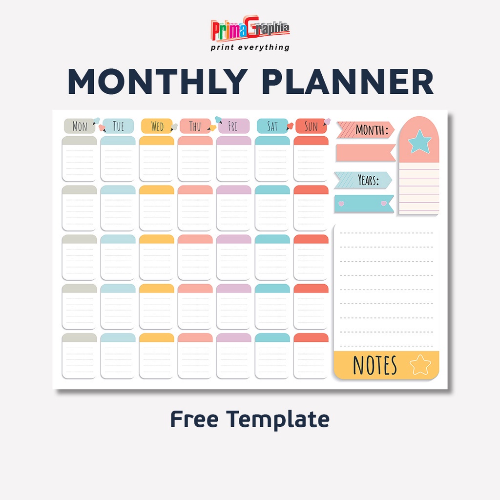 Jual Cetak Monthly Planner Schedule Jadwal Bulanan Shopee Indonesia