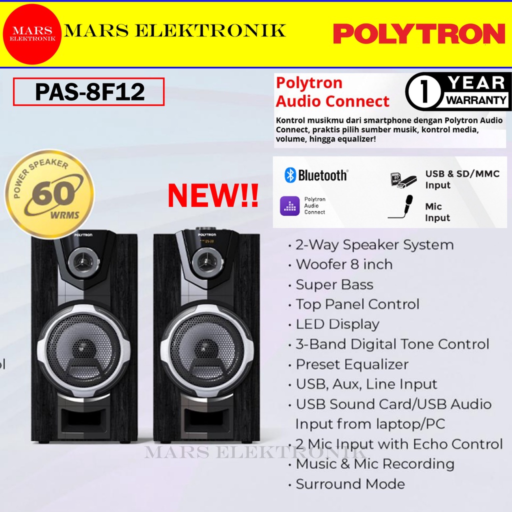 Jual Speaker Active Polytron Pas 8f12 Usb Surround Mode Bluetooth