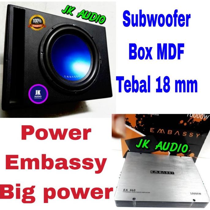 Jual Paket Audio Mobil Embassy Power Subwoofer Inchi Box Mdf