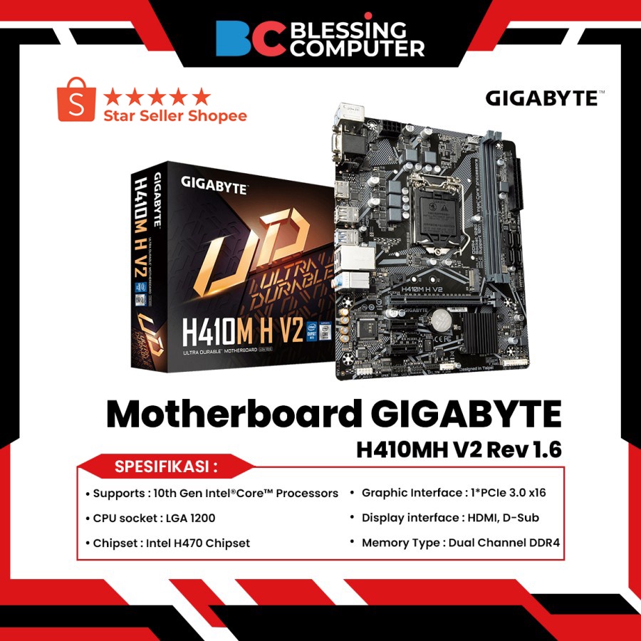 Jual Motherboard GIGABYTE H410MH V2 Rev 1.6 Shopee Indonesia