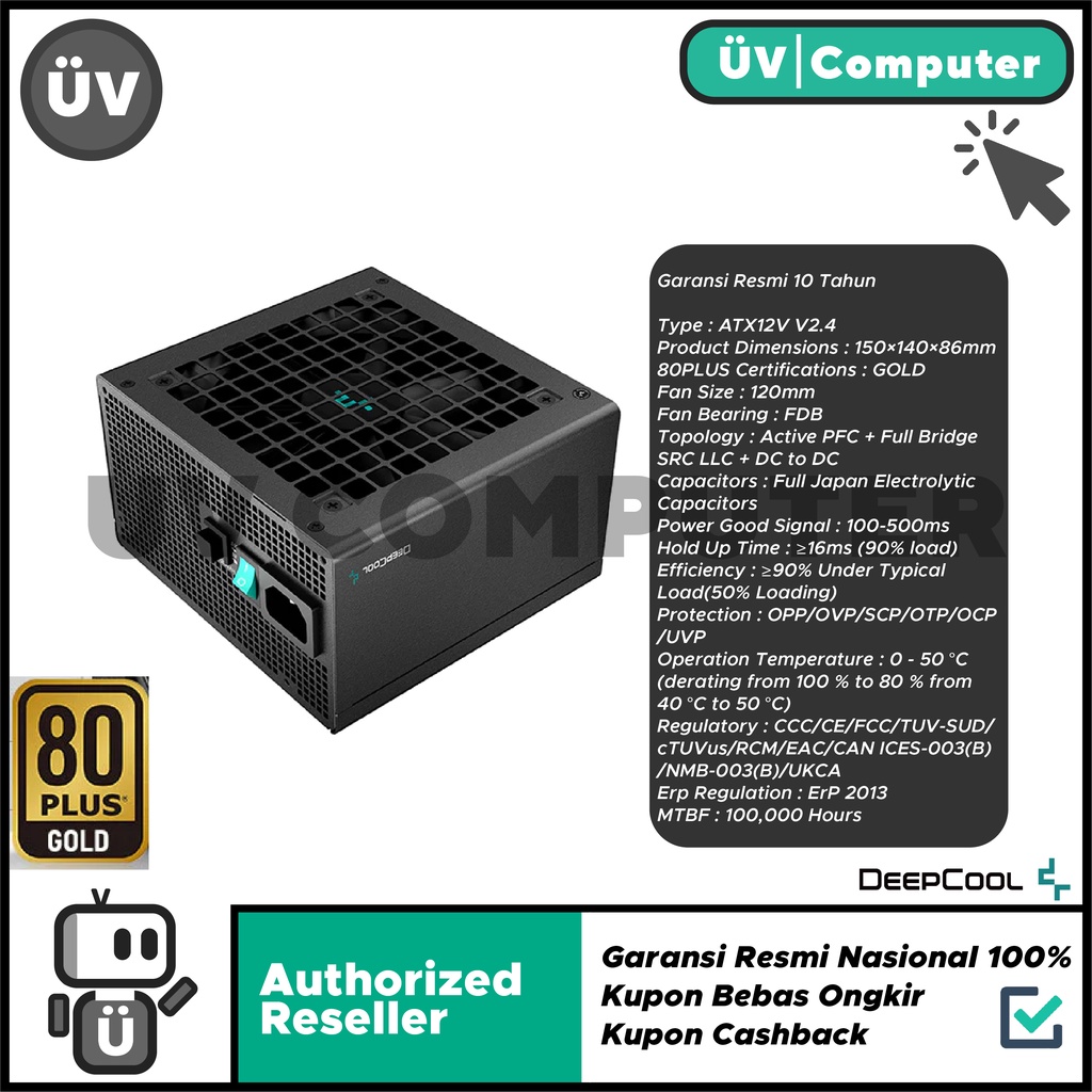 Jual Power Supply PSU Internal PC Komputer Deepcool PQ750M 750W | Black ...
