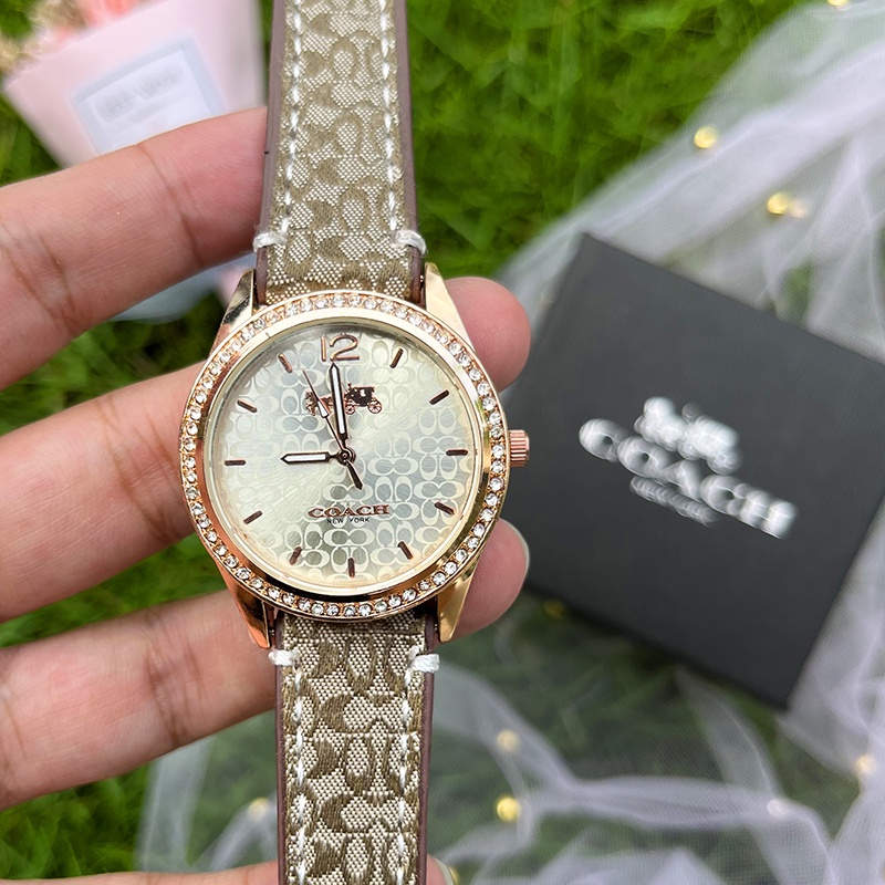 Jual Coach Diamond Quartz Women Watch Fashion Casual Diamond