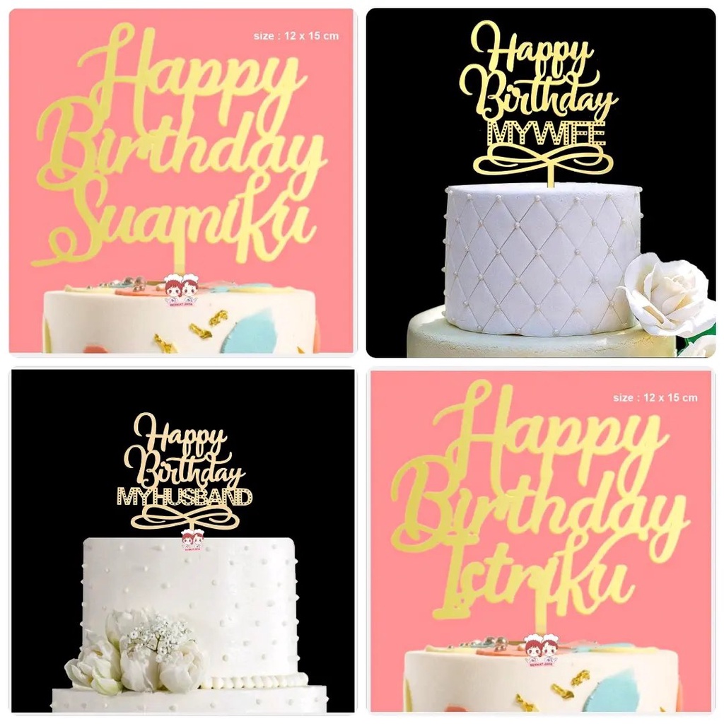 Cake Topper Happy Birthday Glitter Gold