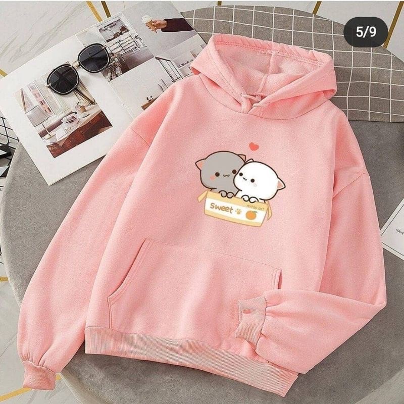 Jual Baju Sweater Hoodie Sweet Pom pom Korean Style Kaos hudi Musim