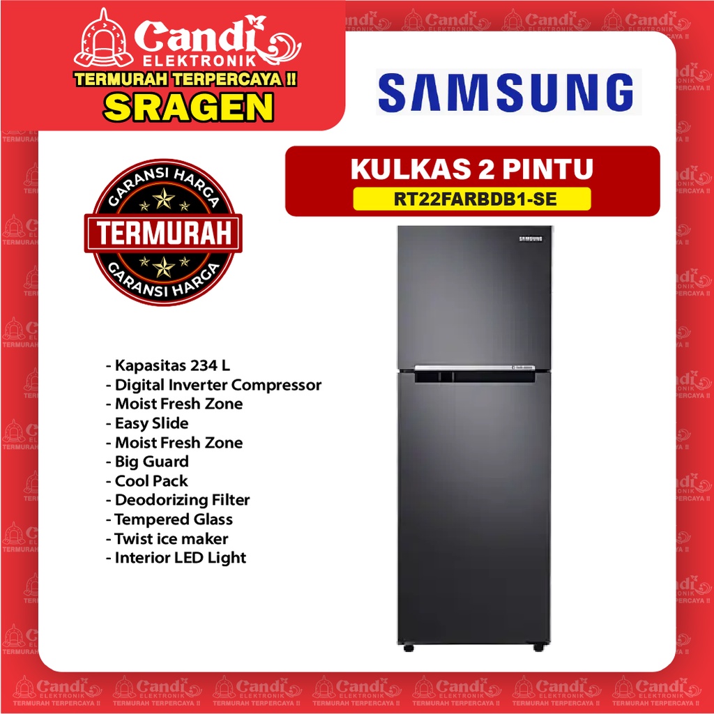 Jual SAMSUNG Kulkas 2 Pintu Kapasitas 234 Liter RT22FARBDB1-SE | Shopee ...