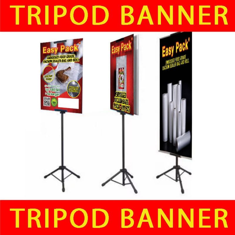 Jual Tripod Banner 2 Sisi Standing Poster Display Lengkap Siap Pakai Besi Warna Hitam Shopee 6911