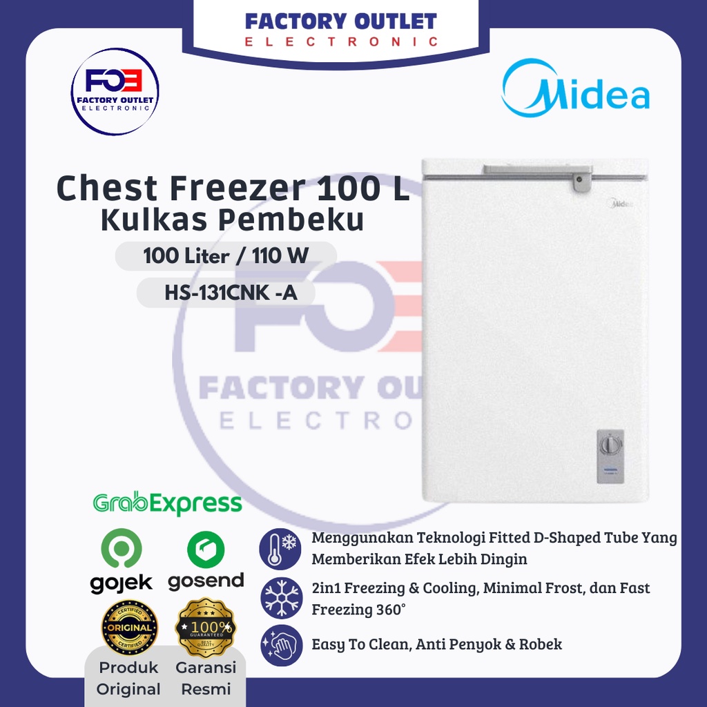 Jual MIDEA HS131CNKA Chest Freezer Kulkas Pembeku 100 Liter Shopee