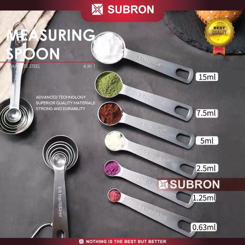 Jual SUBRON Takar SU-6 Sendok Ukur Set 6in1 Measuring Spoons Stainless ...