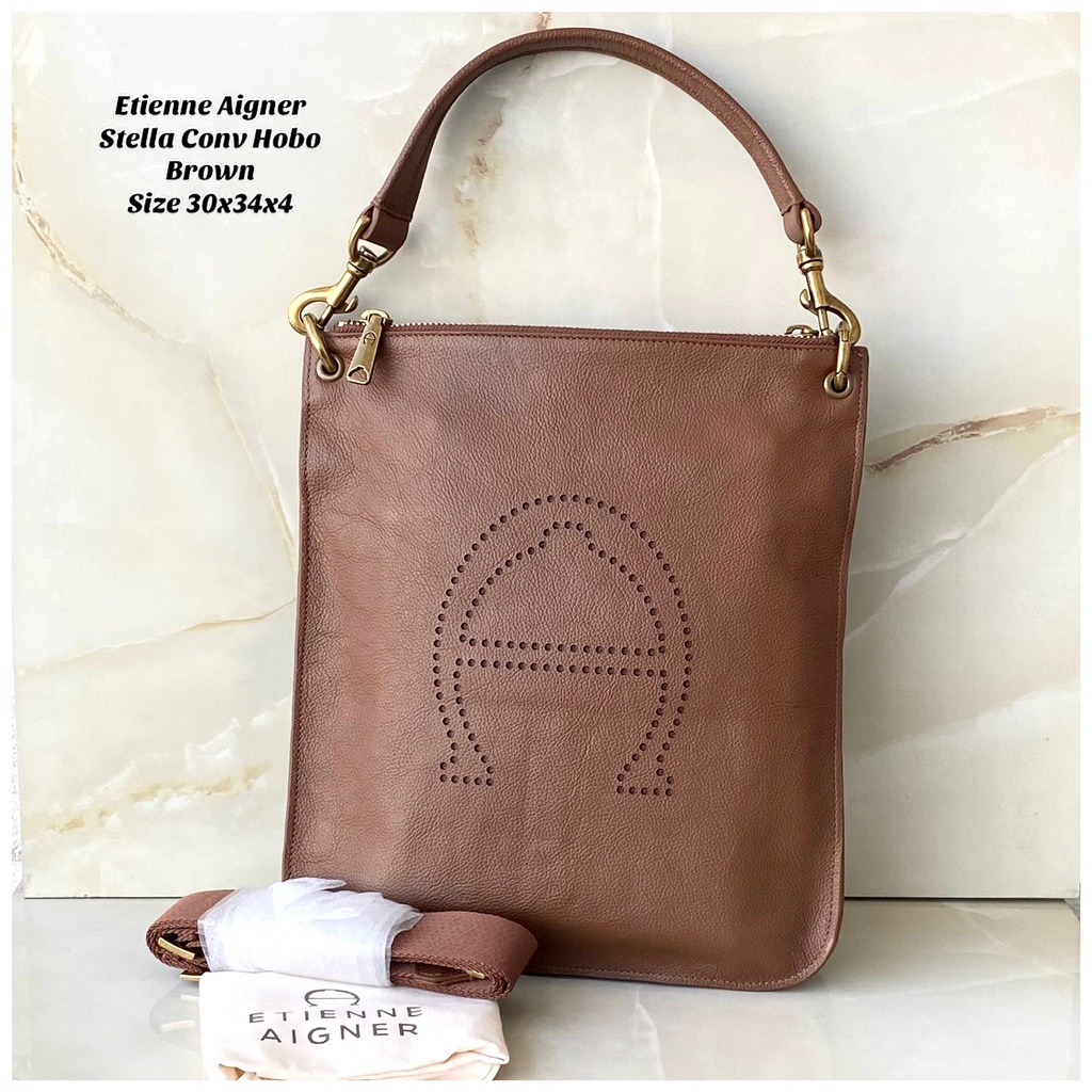 Tas Wanita Branded Etienne Aigner EA Stella Signature Logo Convertible Hobo  Bag 100% Original