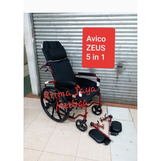 Jual Kursi Roda Avico Zeus 5 in 1 Rangka Aluminium Commode Rebahan ...
