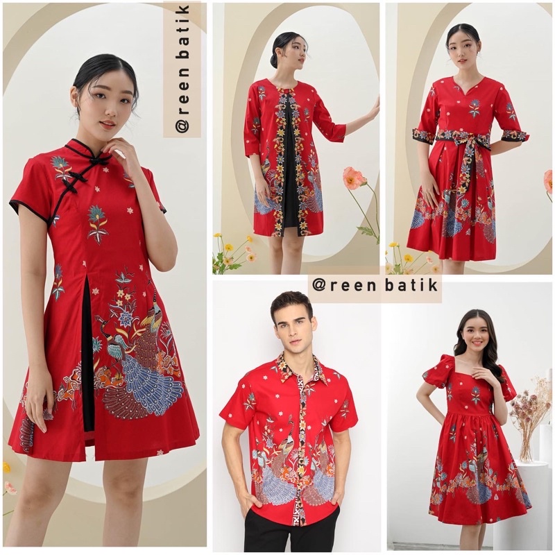 Jual Batik Couple Set Family BBC Warna Merah Edisi Imlek, 306 BBC-R ...