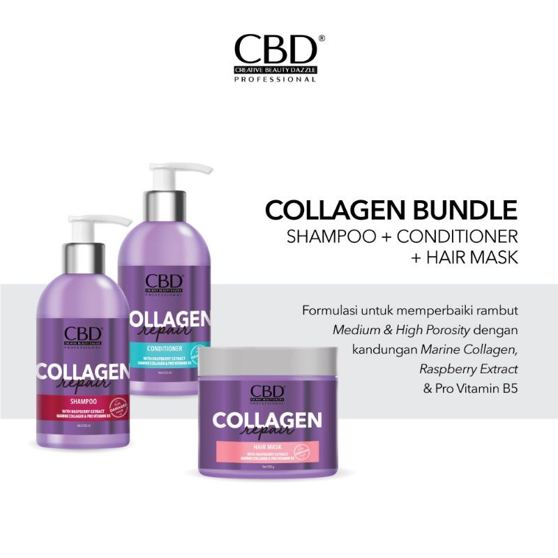 CBD Professional COLLAGEN SERIES For Damaged Hair | Shampoo - Conditioner - Hair Mask