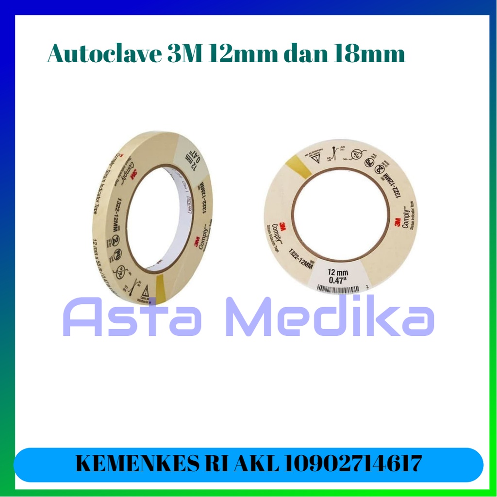Jual Autoclave Tape 3M 132218mm x 50 meter dan 132212mm x 50 meter