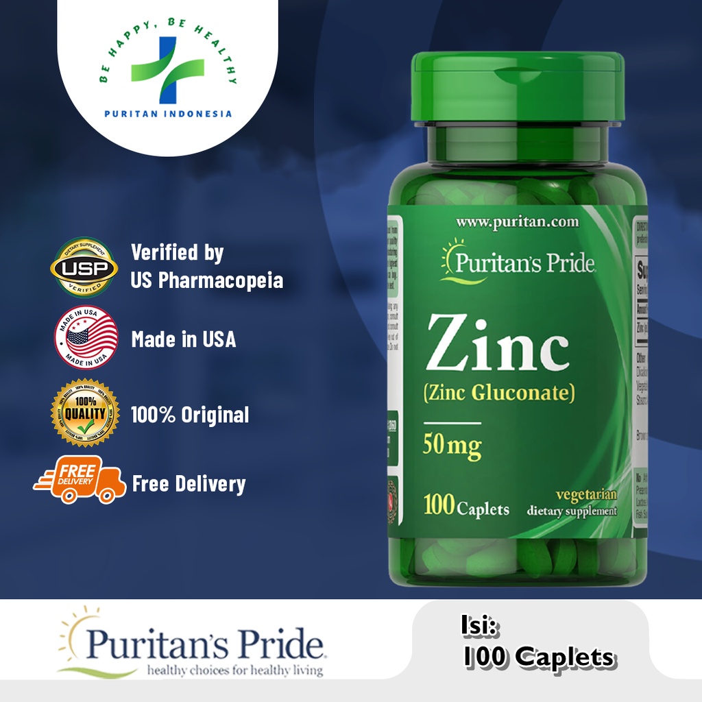 Jual Puritan Pride ZINC Gluconate 50 mg isi 100 ORIGINAL Shopee Indonesia